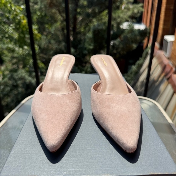 New Reformation Wilda Kitten Mule Pink Suede Kitten Heels 8 - Picture 4 of 12